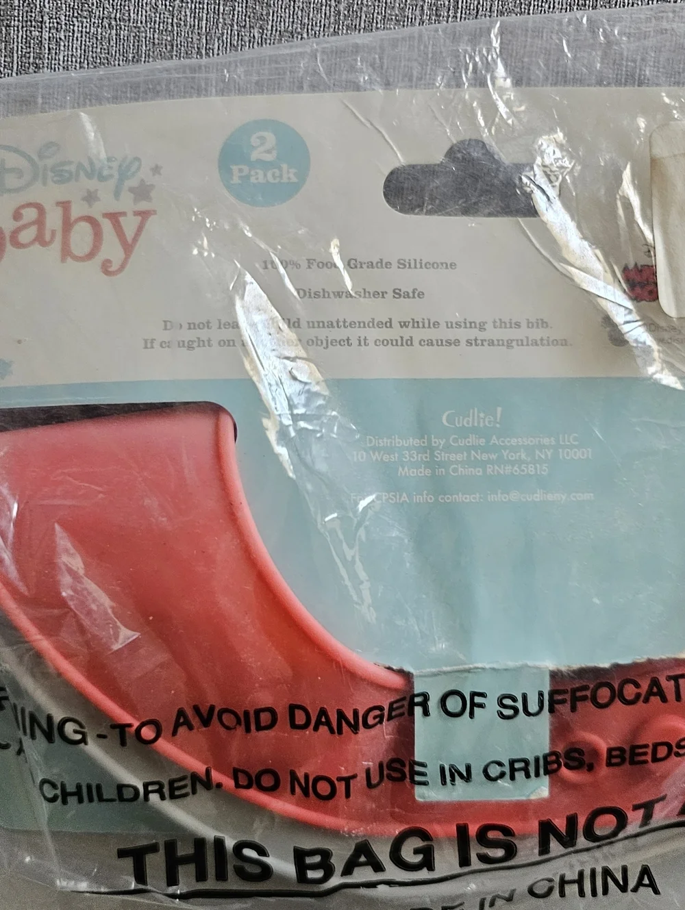 Disney Baby Mickey Mouse 2-Pack Silicone bib Set With Crumb Catcher Red Grey